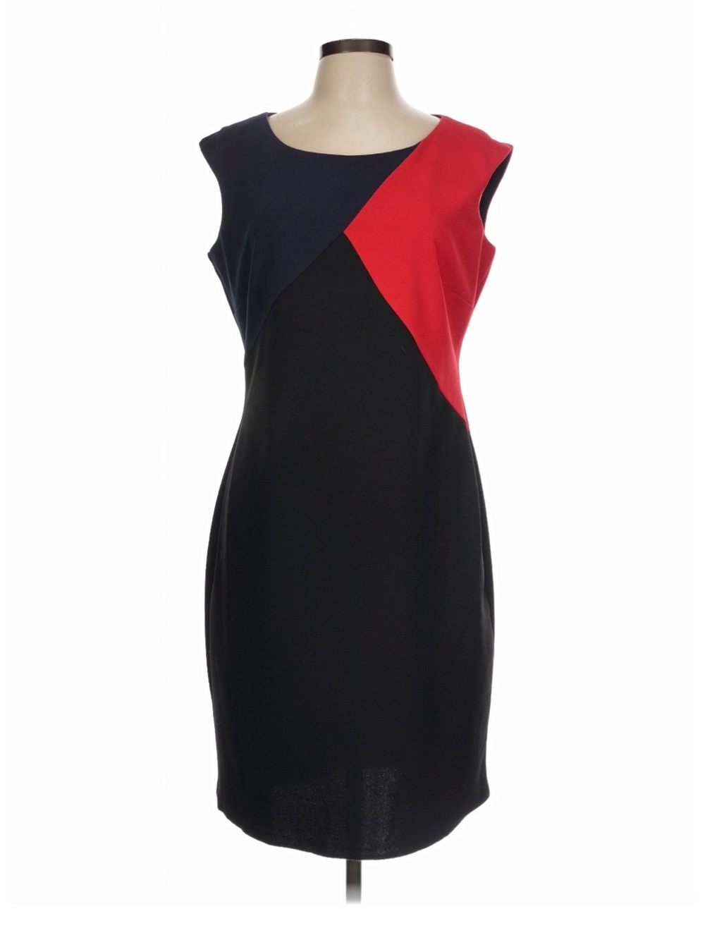 Tommy Hilfiger color block sheath cocktail black red navy blue gold zipper